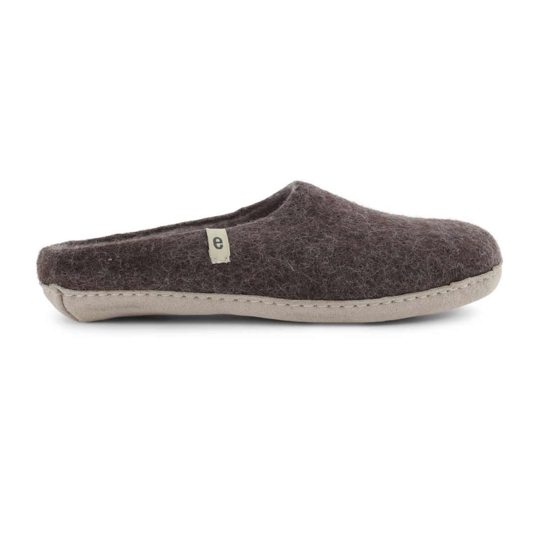 Egos Felted Wool Mule Slippers, Chocolate