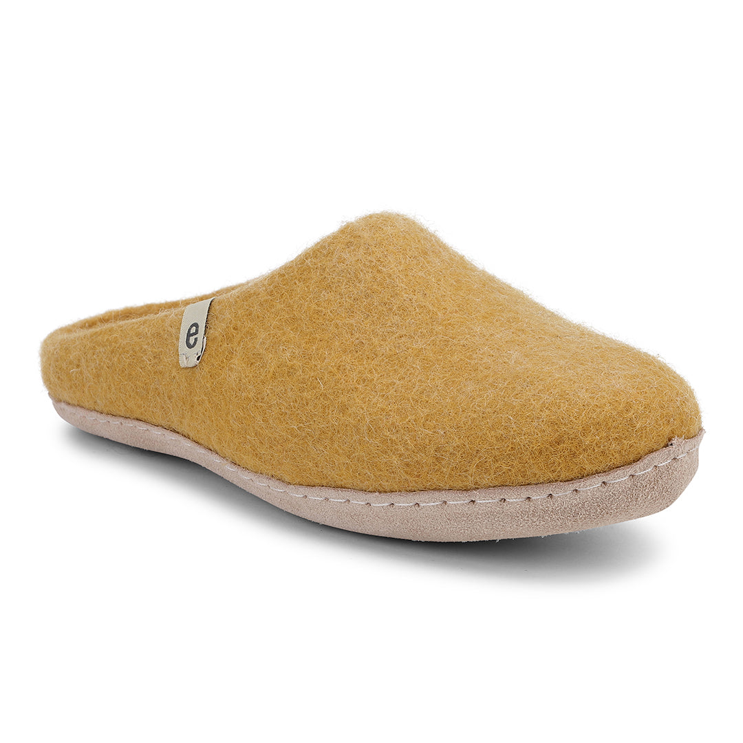 Egos Felted Wool Mule Slippers, Yellow/Mustard