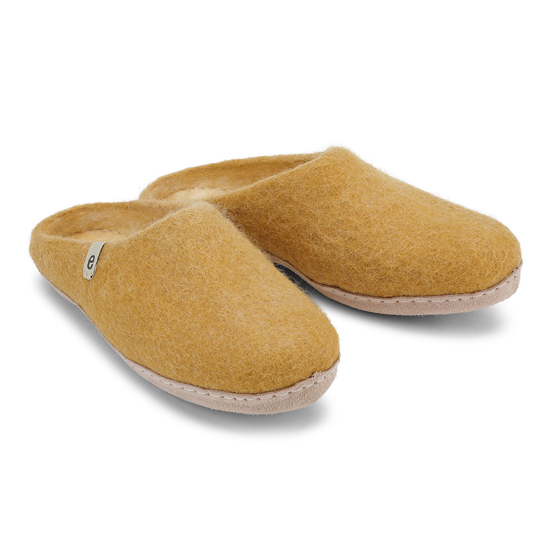 Egos Felted Wool Mule Slippers, Yellow/Mustard