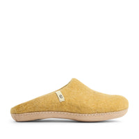 Felted Wool Mule Slippers in a Yellow Mustard Colour