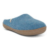 Felted Wool Mule Slippers in Blue with a Natural Rubber Sole