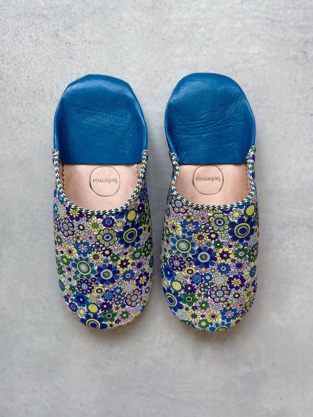Bohemia Liberty Floral Babouche Slippers - Indigo