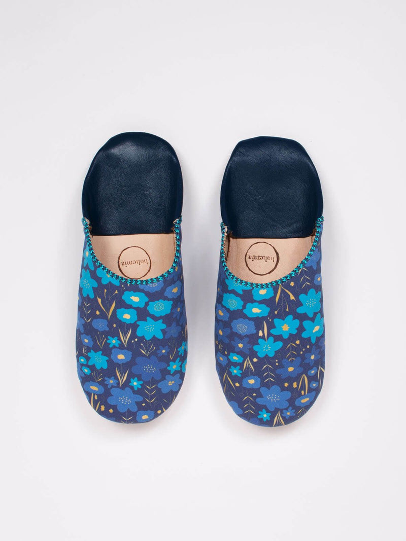 Bohemia Margot Floral Babouche Slippers - Indigo