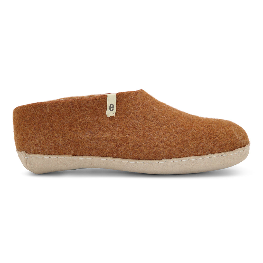 Felted Wool Slipper Boots in a Brown Chestnut Colour