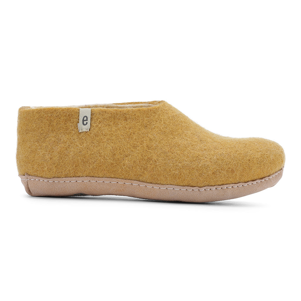 Felted Wool Slipper Boots in a Yellow Mustard Colour