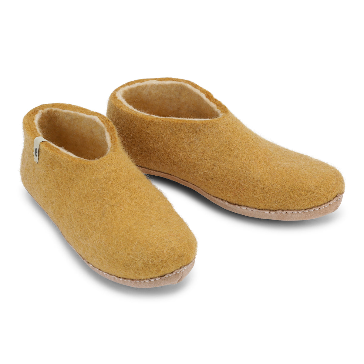 Felted Wool Slipper Boots in a Yellow Mustard Colour