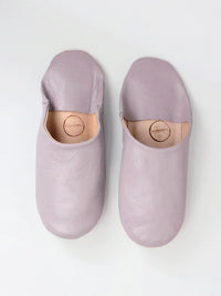 Womens Moroccan Leather Babouche Basic Slippers Dusky Violet