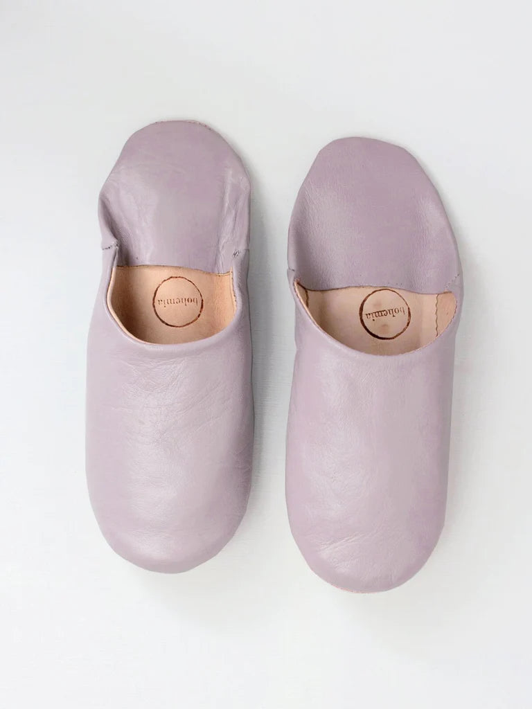 Bohemia Leather Babouche Slippers, Dusky Violet
