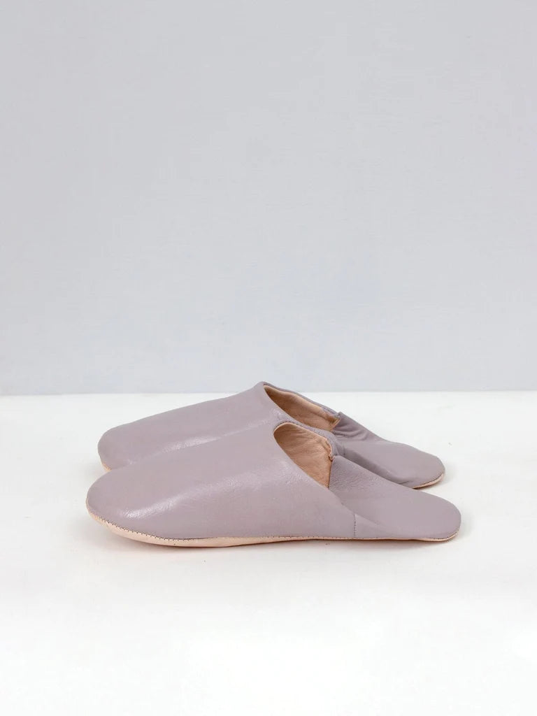 Women's Moroccan Leather Slippers in a Dusky Violet Colour