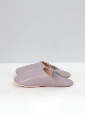 Womens Moroccan Leather Babouche Basic Slippers Dusky Violet