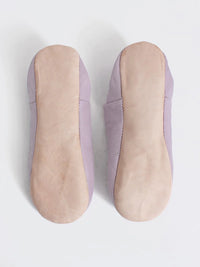 Womens Moroccan Leather Babouche Basic Slippers Dusky Violet