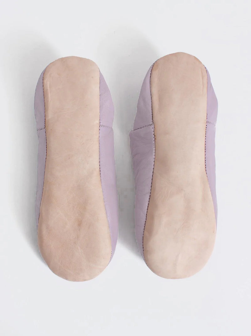 Women's Moroccan Leather Slippers in a Dusky Violet Colour
