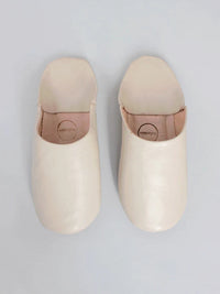 Womens Leather Babouche Slippers Chalk