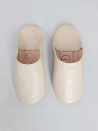 Bohemia Leather Babouche Slippers, Chalk
