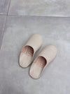 Women's Leather Moroccan Babouche Slippers in a Chalk Colour