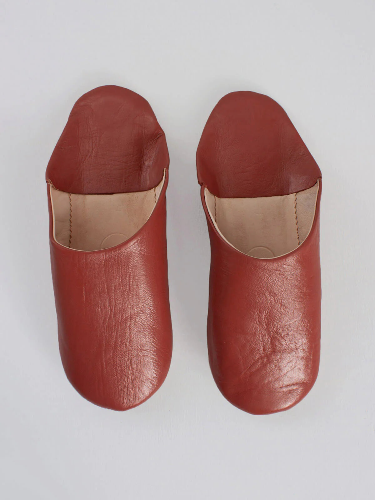 Men's Moroccan Leather Slippers in a Terracotta Colour