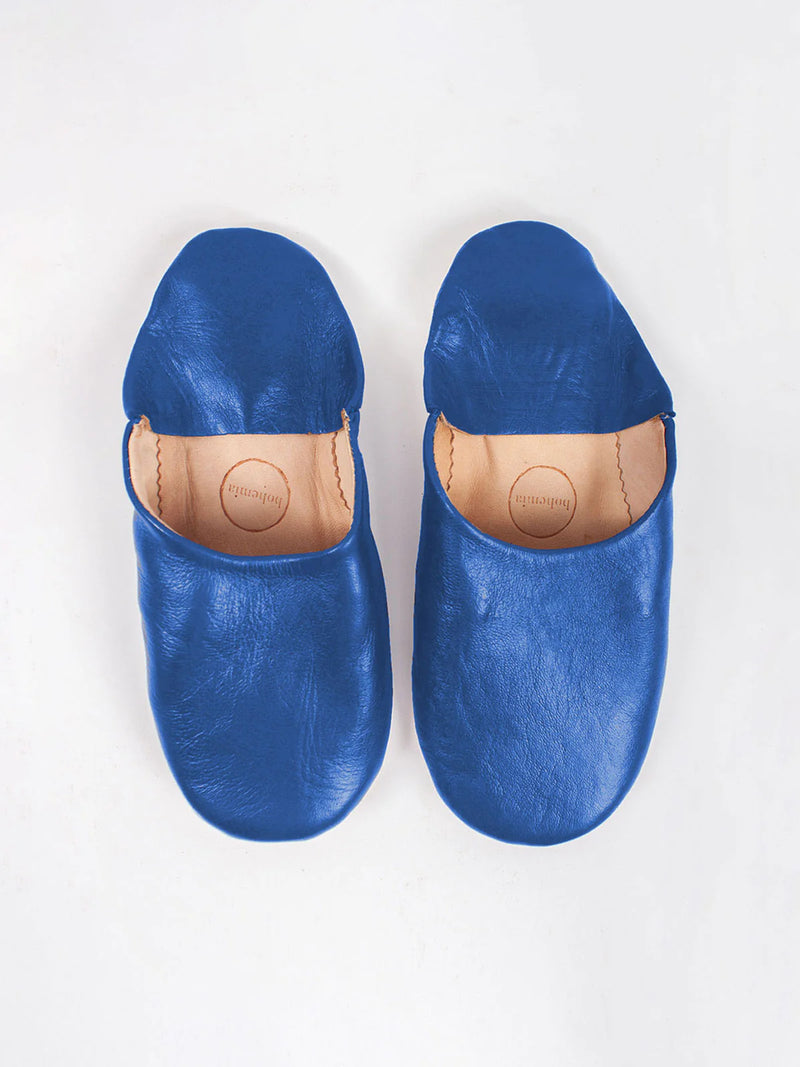 Womens Leather Babouche Slippers Majorelle Blue