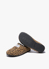 Women's Mercredy Wool Mule Slippers with a Rubber Sole, made from Recycled Plastic Bottles, Leopard Print Upper upper.