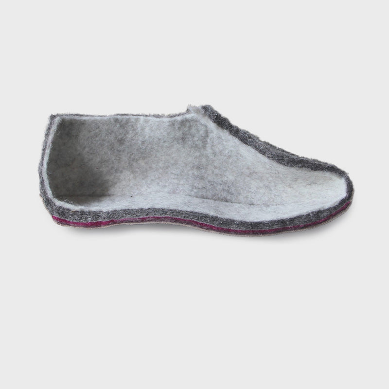 Wool Slipper Boots Grey Felted Mule Cosy