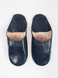 Mens Leather Babouche Slippers - Indigo