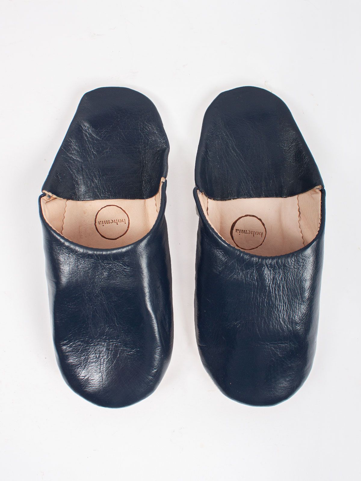 Mens Leather Babouche Slippers - Indigo