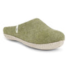 Mule Style Felted Wool Slippers in a Green Colour