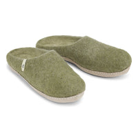 Wool Slippers Green Felted Mule Cosy