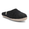 Black Slippers in Felted Wool Fabric in a Mule Style