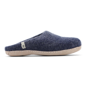 Wool Slippers Blue Felted Mule Cosy