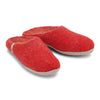 Wool Slippers Red Felted Mule Cosy