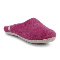 Pink and Cerise Slippers in Felted Wool Fabric in a Mule Style