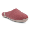 Rose Coloured Slippers in Felted Wool Fabric in a Mule Style