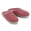 Rose Coloured Slippers in Felted Wool Fabric in a Mule Style