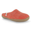 Wool Slippers Red Rubber Sole Felted Mule Cosy