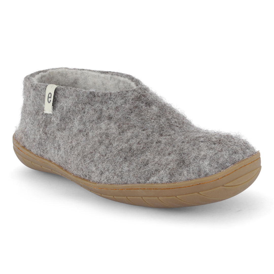 Wool Slipper Boots Grey Rubber Sole Slipper Shoes