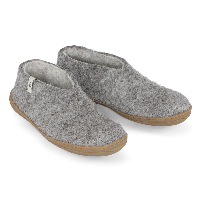 Wool Slipper Boots Grey Rubber Sole Slipper Shoes