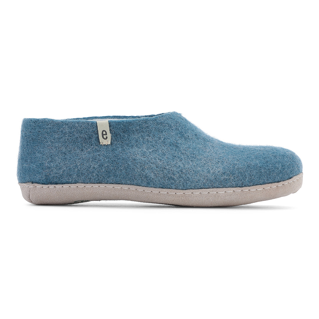 Wool Slipper Boots Blue Felted Mule Cosy