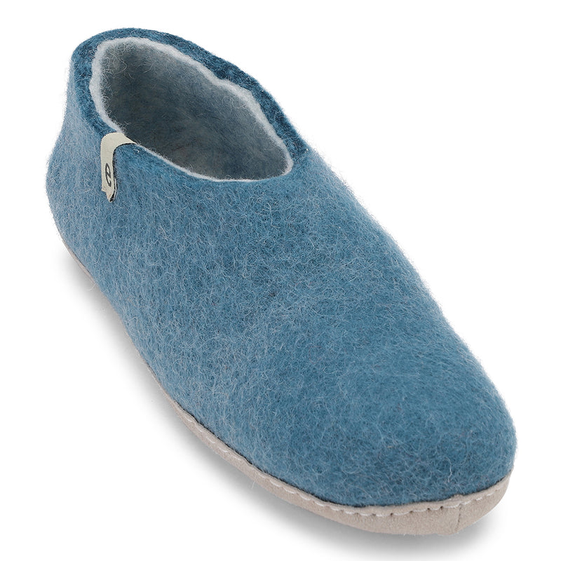 Wool Slipper Boots Blue Felted Mule Cosy