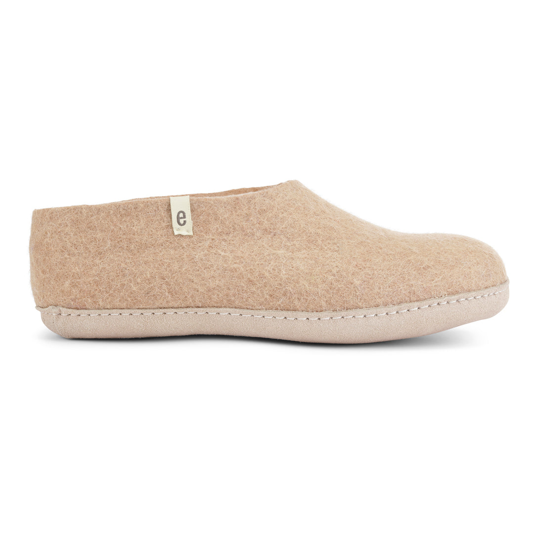 Felted Wool Mule Slipper Boots in Natural Beige Colour