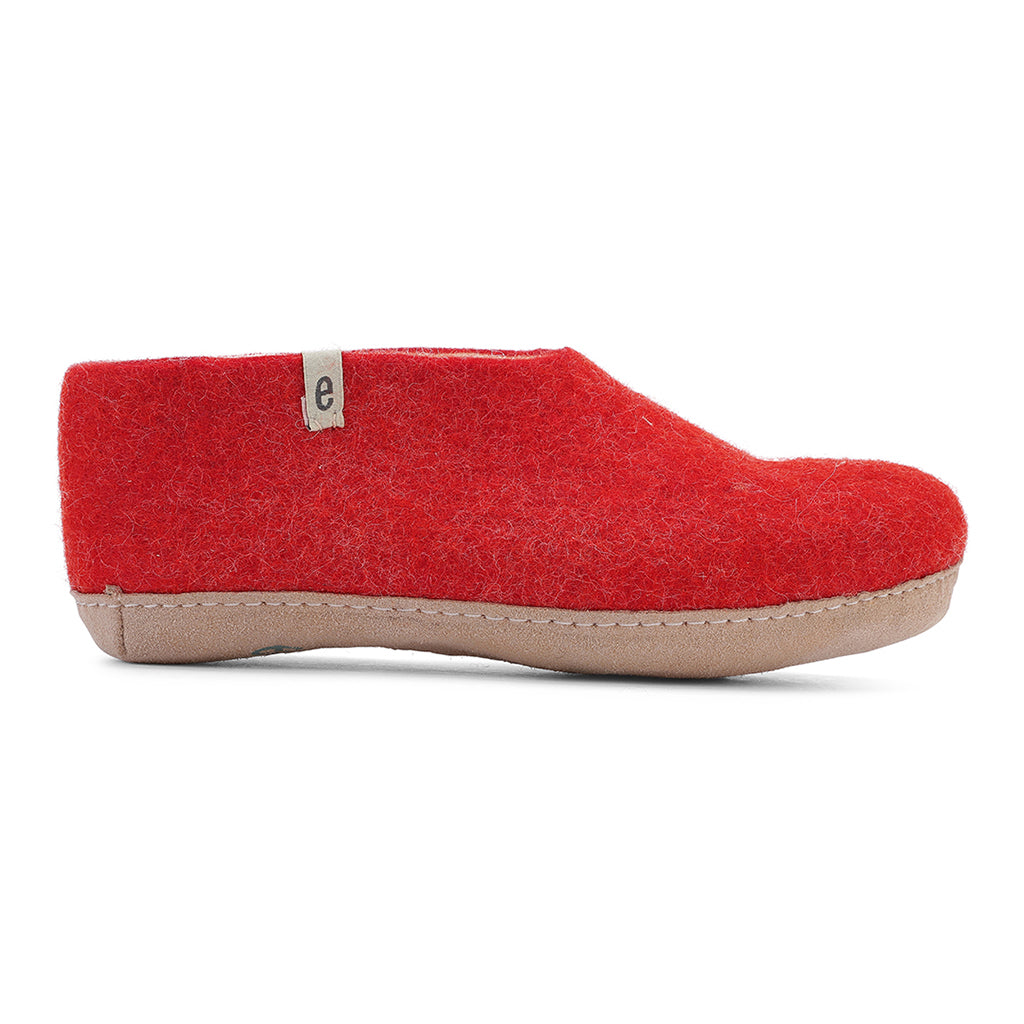 Felted Wool Slipper Boots in Red 