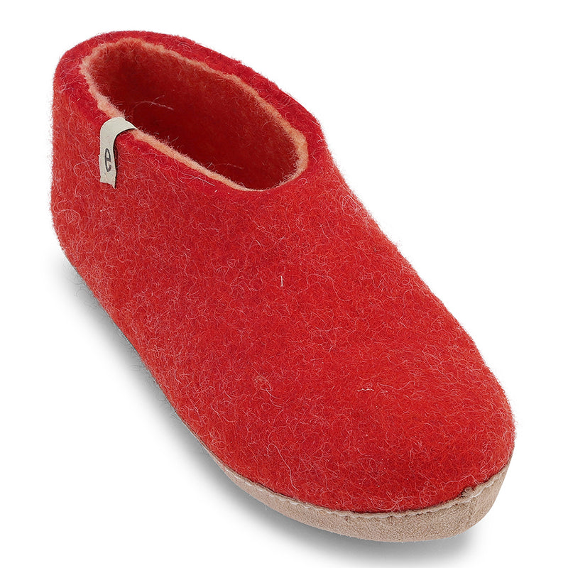 Felted Wool Slipper Boots in Red 