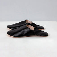 Men's Moroccan Leather Slippers in Black