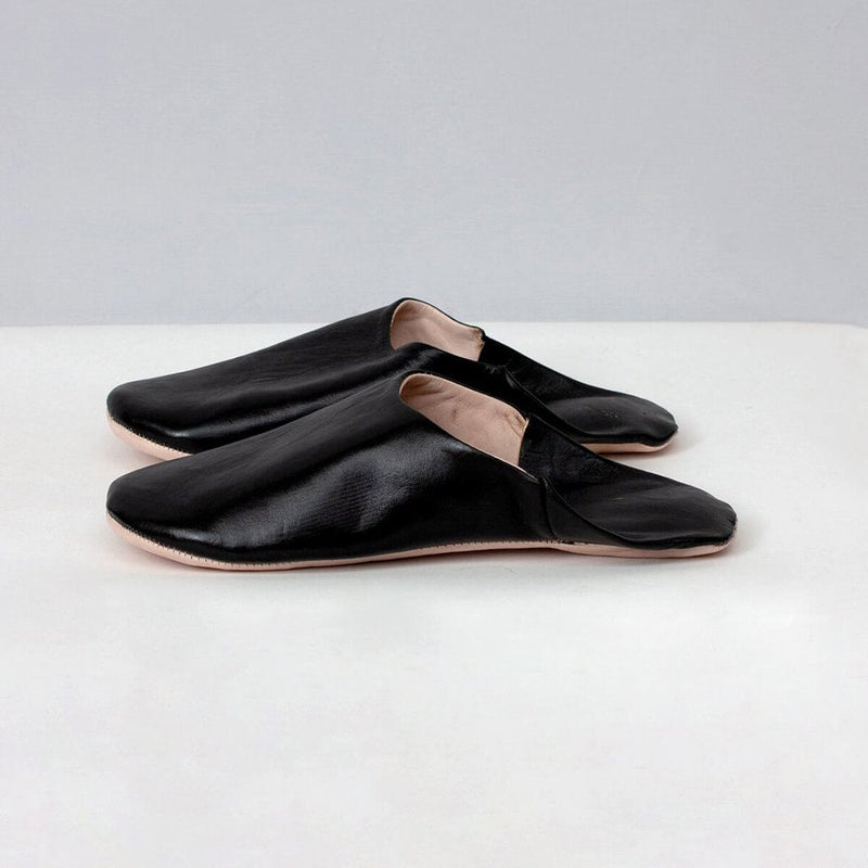 Men's Moroccan Leather Slippers in Black