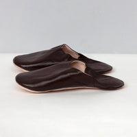 Men's Moroccan Leather Slippers in a Chocolate Brown Colour