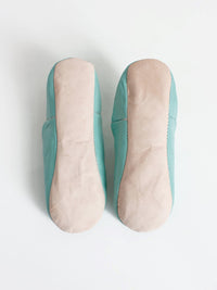 Women's Moroccan Leather Slippers in a Duck Egg Colour