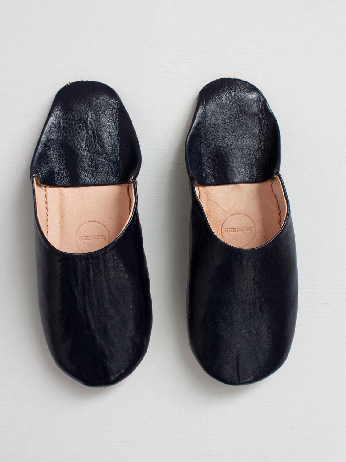 Mens Leather Babouche Slippers - Indigo