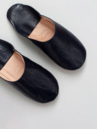 Mens Leather Babouche Slippers - Indigo