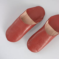 Men's Moroccan Leather Slippers in a Terracotta Colour