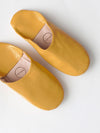 Womens Moroccan Leather Babouche Basic Slippers Mustard