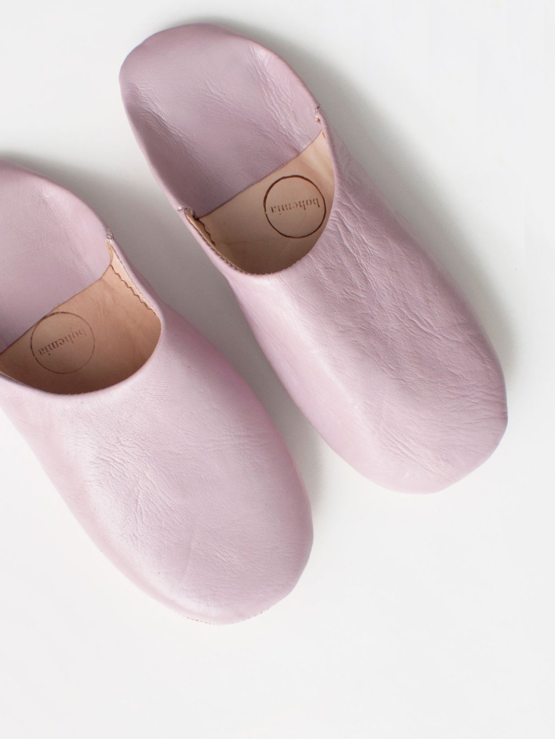 Women's Moroccan Leather Slippers in a Vintage Pink Colour
